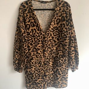 Leopard print oversized cardigan